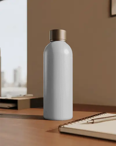 Sleek Stainless Steel Water Bottle Mockup For Modern Reusable Drinkware Branding