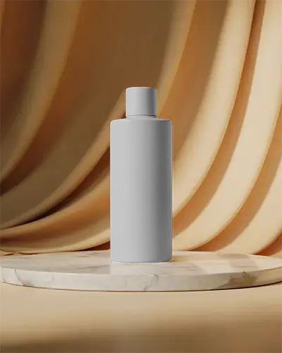Sleek Minimalistic Bottle Mockup Standing On Marble Platform For Modern Branding