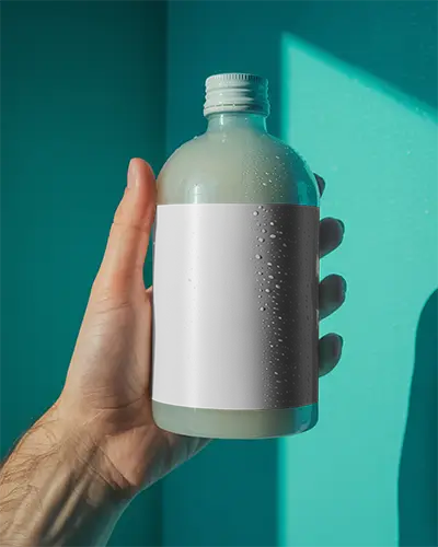 Premium Bottle Mockup With Condensation Drops For Product Packaging Presentation