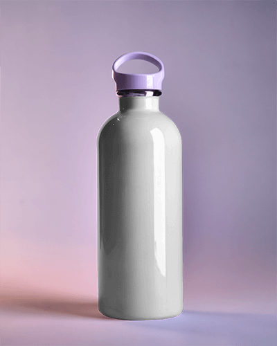 Sleek White Bottle Mockup With Lavender Cap On Soft Gradient Background Elegant And Modern Presentation 044