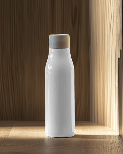 Matte Finish Bottle Mockup On Textured Wood Background Cozy And Earthy Aesthetic