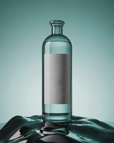 High Quality Glass Bottle Mockup With Blank Label For Product Packaging Design Display