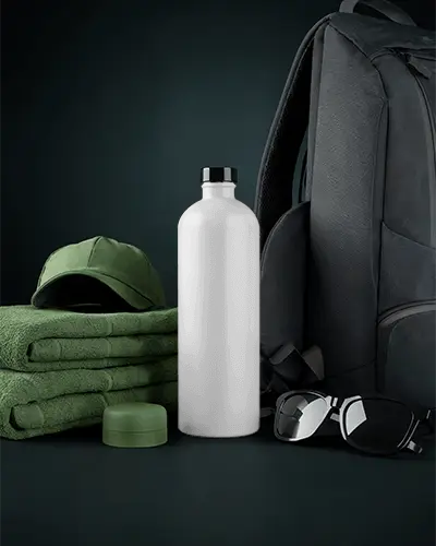 Reusable Water Bottle With Cap Outdoor Accessories For Active Lifestyle Mockup