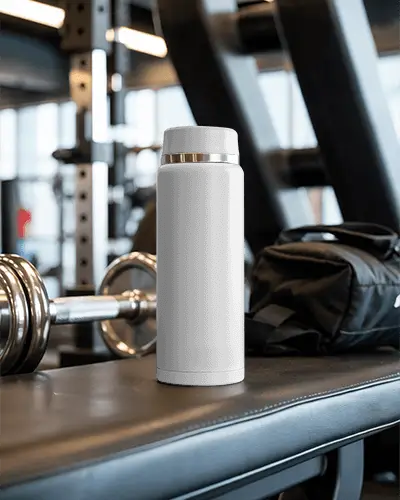 Gym Accessory Stainless Steel Bottle Mockup For Protein Shakes And Hydration During Workouts