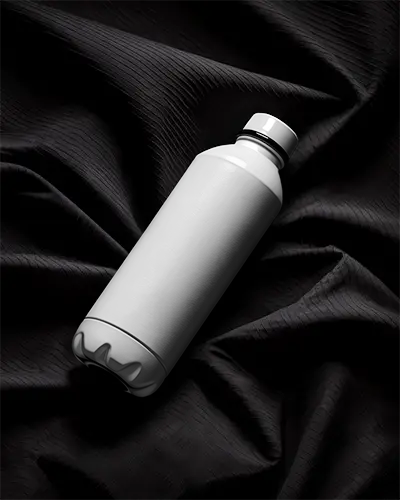 Premium Insulated Water Bottle Mockup Placed On Folded Textured Background For Design