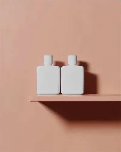 Elegant Simple Flat Square Bottle With Cap Mockup For Liquid Product Advertisement And Showcase