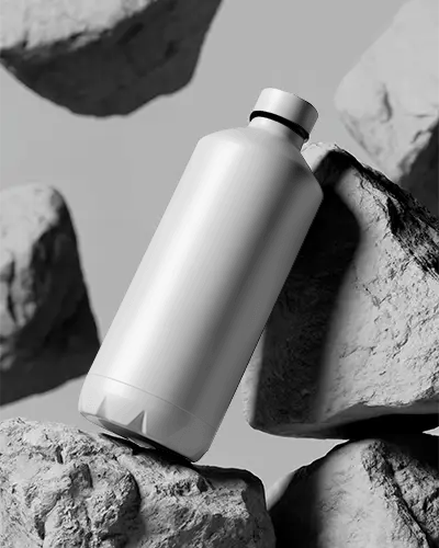 Sleek Modern Bottle Mockup For Product Presentation And Branding On Rocks Background