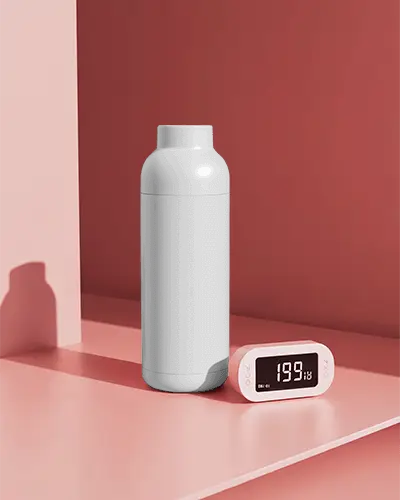 Sleek Portable Insulated Bottle Mockup With Detachable Digital Temperature Gauge