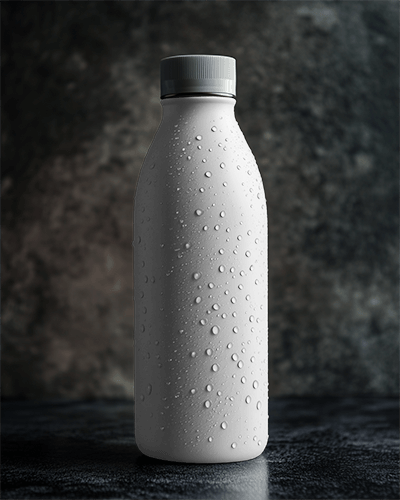 Glass Water Bottle Mockup Matte Blue Label With Condensation Drops Refreshing And Modern Style