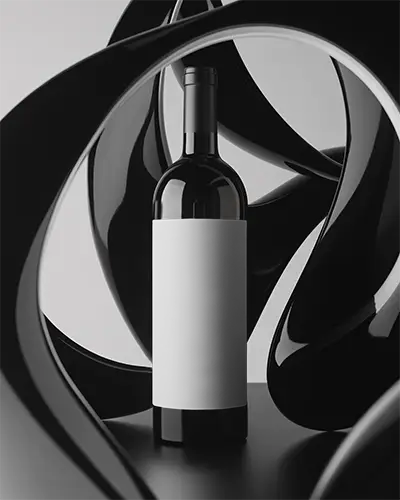 Elegant Glass Bottle Mockup With Blank Label Ideal For Wine Packaging Design Presentations