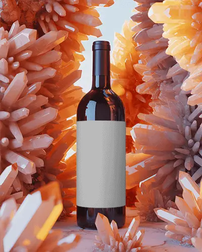 Premium Wine Bottle Mockup With Crystal Background For Luxury Label Design Packaging