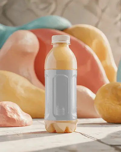 Premium Quality Smoothie Bottle Mockup Design With Blank Label For Branding Use