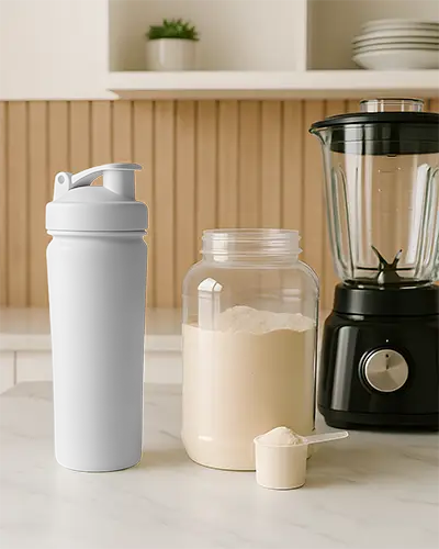 High Quality Protein Shaker Bottle Mockup For Fitness And Health Supplement Mixing Usage