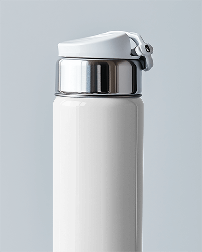 High Quality Vacuum Sealed Bottle Mockup With Stainless Steel Top And Colorful Landscape Design