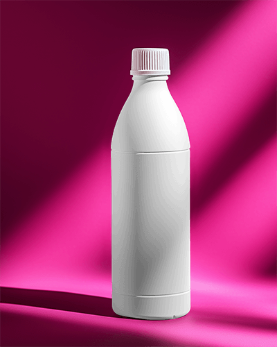 High Quality Tropical Themed Bottle Mockup With Coconut And Palm Graphics In Dynamic Studio Lighting