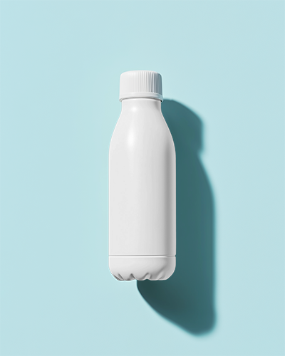 Minimalist Water Bottle Mockup With Refreshing Aqua Theme And Soft Shadow On Clean Blue Surface