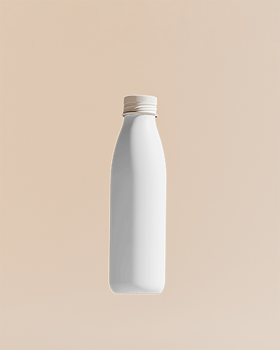 Premium Minimalist Bottle Mockup With Mountain Landscape Graphic And Soft Warm Lighting