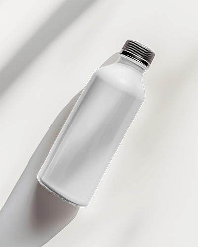 Modern Travel Bottle Mockup With Crystal Clear Lake And Dramatic Mountain Range Design