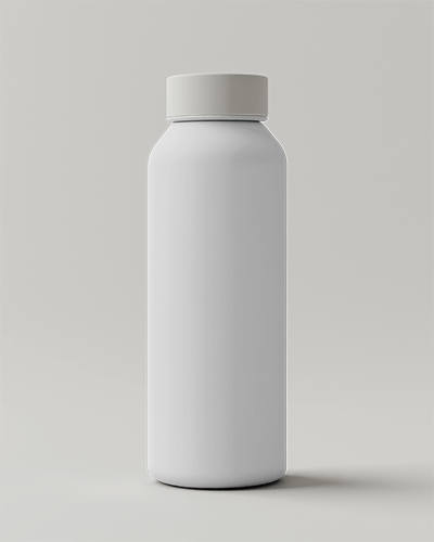 Realistic White Plastic Bottle Mockup With Quirky Smiley Design And Happy Drunk Theme Trendy Packaging Concept