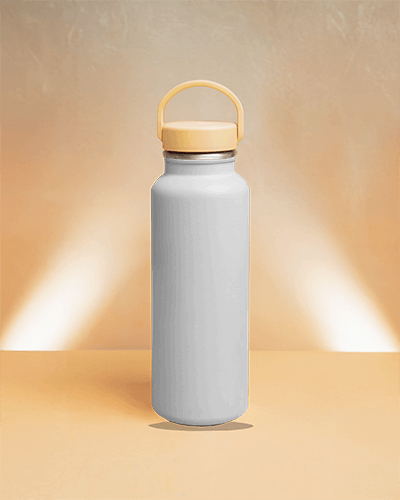 Plastic Water Bottle Mockup Yellow Handle In Soft Sunlit Interior Design Minimal And Stylish