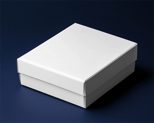 Dark Elegant Packaging Mockup Premium White Box On Luxurious Deep Blue Background With Subtle Lighting Sophisticated Branding 0105