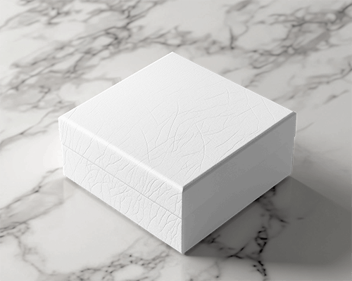 Luxury Textured Packaging Mockup White Leather Pattern Box On Elegant Marble Surface With Soft Lighting Premium And Sophisticated Branding 0106