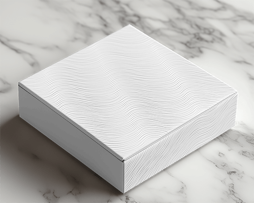 Textured Packaging Box Mockup White Box With Elegant Wavy Pattern Marble Background Luxury Branding Presentation 0110