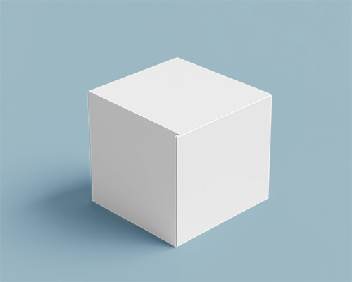 Minimalist Box Mockup Three Visible Sides Clean White Surface On Soft Blue Background 0112