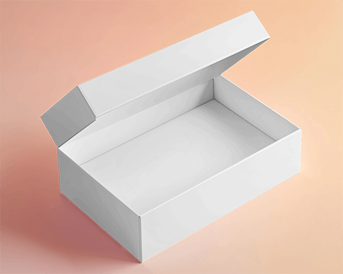 Open Lid Box Mockup Minimalist White Packaging On Soft Peach Background Elegant And Clean 0113