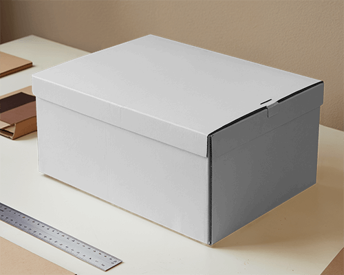 Professional Storage Box Mockup On Minimalist Desk With Office Supplies In Background 0170