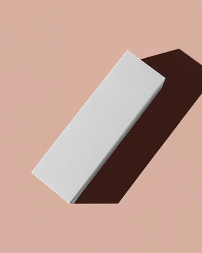 Long Rectangular Box Mockup Cast Shadow On Peach Background Minimal Flat Lay Angle Modern Design