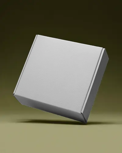 Floating Rigid Box On Muted Green Studio Floor High Contrast Product Mockup For Premium Unboxing