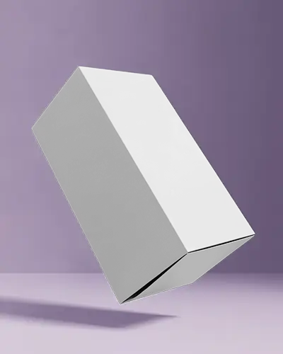 Vertical Box Mockup Floating On Purple Gradient Backdrop In Modern Studio Lighting