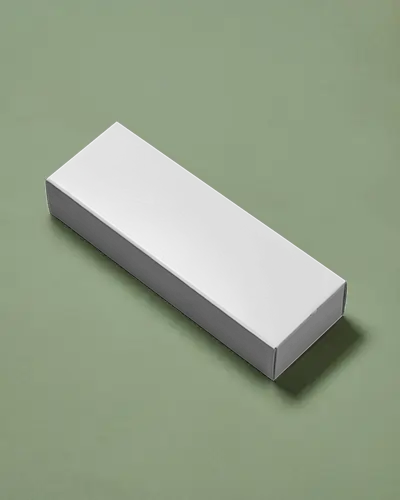 Slim Rectangle Box Mockup On Green Surface Top View Minimal Retail Packaging