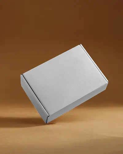 Floating Box Mockup Against Brown Background Simple Shadow Clean Layout