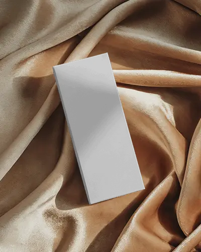 Sleek Rectangular Box Mockup On Luxurious Satin Fabric Top View Shadowed Lighting