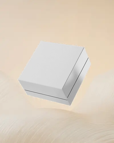 Floating Square Box Mockup Soft Cream Background Over Sculpted Wave Texture