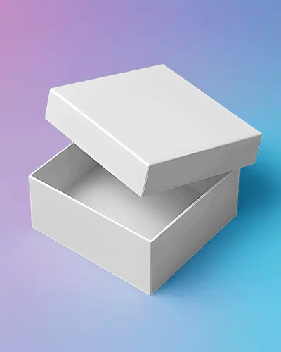 Open Box Mockup Floating Lid On Gradient Background Modern Minimal Product Packaging Scene