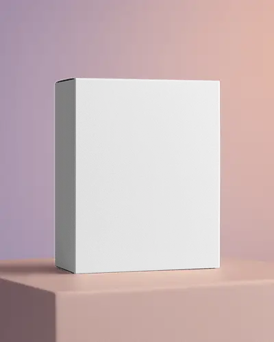 Box Mockup On Duotone Purple Pink Background Balanced Lighting For Modern Display