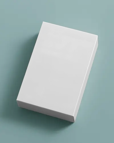 Flat Top View Box Mockup On Minimal Pastel Background With Soft Shadow And Clean Perspective