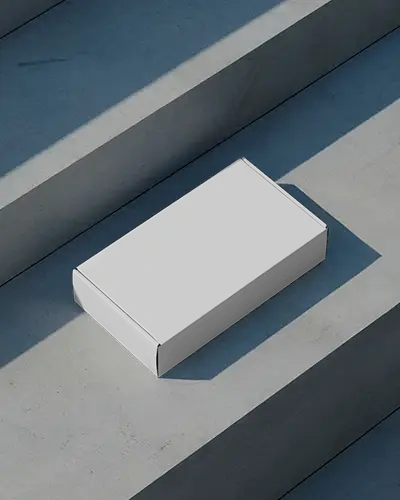flat-mailer-box-mockup-outdoor-concrete-stair-shadow-lines-minimal-aesthetic-brand-scene