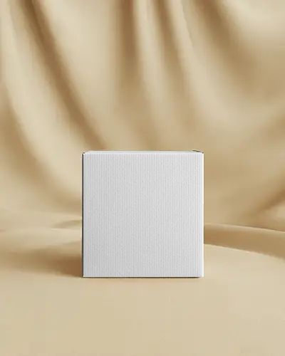 front-view-square-box-mockup-against-fabric-backdrop-clean-minimal-modern-packaging-display