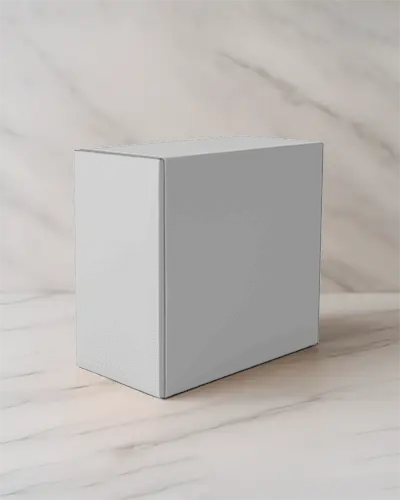 Premium Cuboid Box Mockup On Marble Surface For Luxury Packaging And Modern Presentation