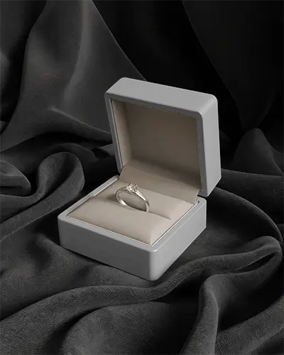 Luxury Jewelry Box Mockup With Ring Display Elegant Uppercase Presentation For Engagement Proposals