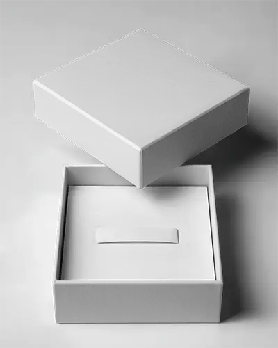 High Quality Square Present Packaging Box Mockup Open Top Showing Insert For Product Placement