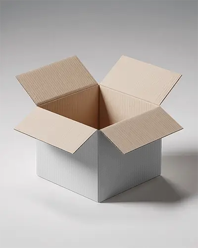 Open Top Corrugated Box Mockup With Flaps Extended For Easy Packing And Storage Solutions