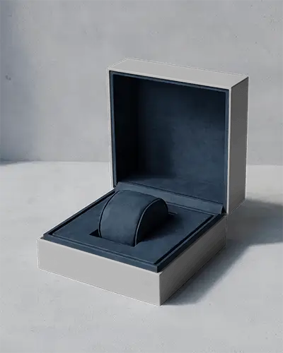 Luxury Watch Box Mockup With Soft Interior Cushion And Hinged Lid For Premium Gift Packaging