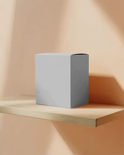 Minimalistic Product Packaging Box Mockup On Wooden Shelf With Clean Background Design