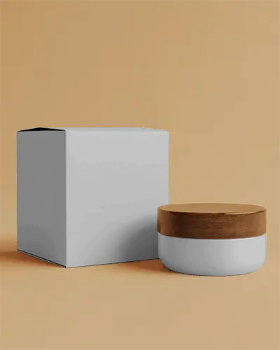 Luxury Skincare Jar With Minimalistic Lid And Simple Packaging Box Mockup