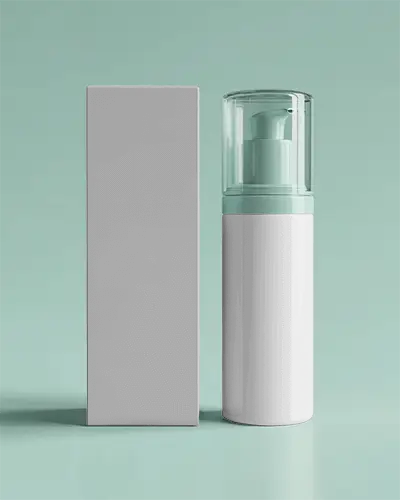 Premium Skincare Foam Pump Bottle With Minimalist Rectangular Packaging Box Mockup